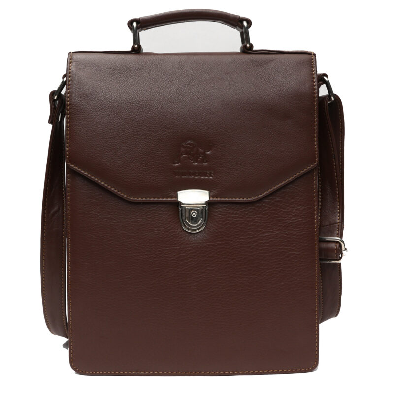 BROWN YDM LEATHER MESSENGER BAG